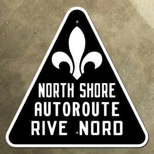 Quebec Autooute Rive Nord ruta señalización de carretera señal de tráfico Canadá 1958 negro - Imagen 1 de 1