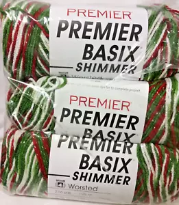 Premier Basix Shimmer Yarn 3 Pack “Poinsettia Shimmer”. - Picture 1 of 2