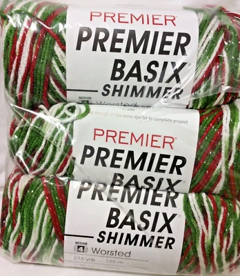 Paquete de 3 hilos brillantes Premier Basix “Poinsettia Shimmer”. Foto 1 de 2