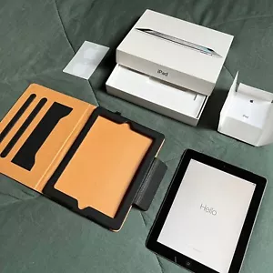 Apple iPad 2 with WiFi+Cellular AT&T Black, Bundle with black/brown Leather Case - Picture 1 of 16