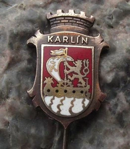 Antique Prague Karlin District Praha 8 Heraldic Crest Coat of Arms Pin Badge - Picture 1 of 6