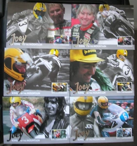ISLE OF MAN 2001 JOEY DUNLOP SET OF 6 PRE-STAMPED CARDS UNUSED - Picture 1 of 2