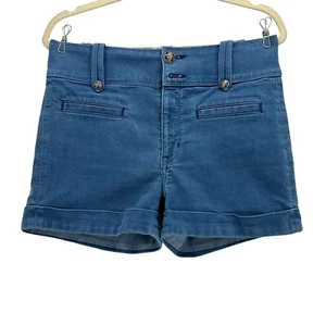 Rich & Skinny Silky Womens 30 Shorts High Rise Cuffed Blue Shorts - Picture 1 of 7