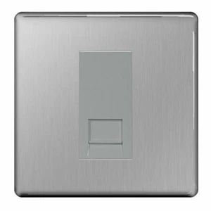 BG-Nexus-Flat-Plate Screwless Flat Plate Single RJ11 Telephone Socket,Brushed - Picture 1 of 1