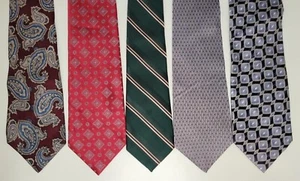 Lot of 5 Vintage Neck Ties - Various Companies & Styles - Skinny & Regular COGN - Picture 1 of 2