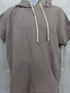 Urban Outfitters Men's Size Medium Taupe Pull-Over Short Sleeve Hoodie Shirt NEW - Picture 1 of 3