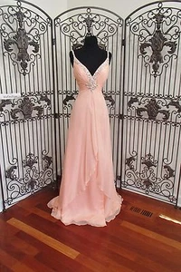 BD207 MACDUGGAL 64785 PEACH SZ 8 $288 #164   PAGEANT  FORMAL  DRESS GOWN NWT - Picture 1 of 12