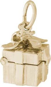 Opening Gift Box Charm by Rembrandt 10K or 14K Gold or Sterling Silver - Picture 1 of 4
