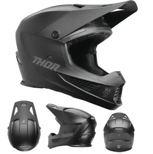 Thor Motocross Off Road Helmet Sector2 Blackout MX Motorcycle Quad Enduro Racing - Picture 1 of 7