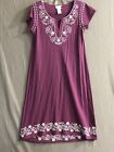 SOFT SURROUNDINGS Women Purple Cap Sleeve Midi Dress Embroidery &amp; Sequin Size TS