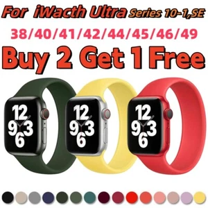 Solo Loop Silicone for Apple Watch Band Strap Elastic Series Ultra 10-1 SE 38-49 - Picture 1 of 38
