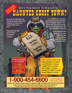 Scary Larry Phone Hotline Stampa Avventura Annuncio Vintage Art E 1996 - Foto 1 di 1
