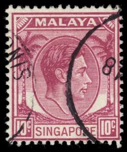 SINGAPORE 9 (SG7) - King George VI "1948 Plum / Purple" (pa37588) - Picture 1 of 1