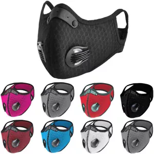 Reusable Style Cycling Sports Face Mask Breathing Valves W/ Active Carbon Filter - Picture 1 of 25