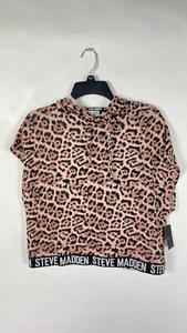 Sudadera con capucha corta Steve Madden para mujer estampado animal sin mangas talla grande nueva con etiquetas. - Imagen 1 de 8