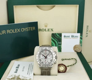 ROLEX White Gold DAYTONA Meteorite Dial Gray Crocodile Strap 116519 SANT BLANC - Picture 1 of 7