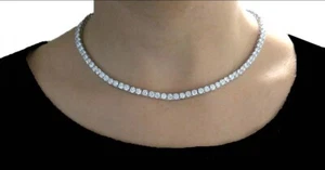 14K White Gold Tennis Necklace 9.65ct Lab Grown Diamond - Picture 1 of 2