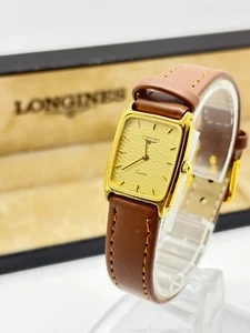 [Quasi Come Nuovo Con Scatola] Orologio Donna Longines 962 7026 Quadrante Oro Tank Swiss Made Usato - Foto 1 di 15