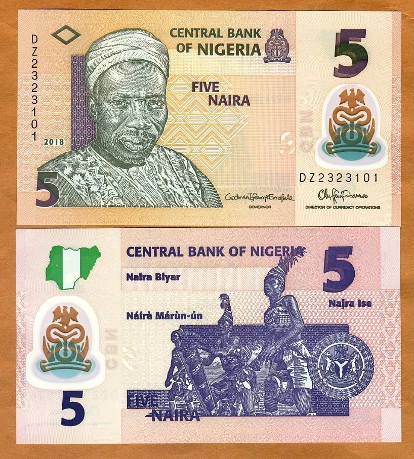 Nigeria, 5 naira, 2018, P-New, POLYMER, UNC DZ, REPLACEMENT - Image 1 of 1