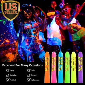 12 Pcs Glow in the Dark Body Face Paint Neon Glow in the Black Light UV Fluor... - Picture 1 of 9