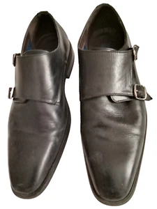 La Milano Patina Collection Men Sz 10 - 10.5 Dress Shoe Double Monk Strap Black - Picture 1 of 14