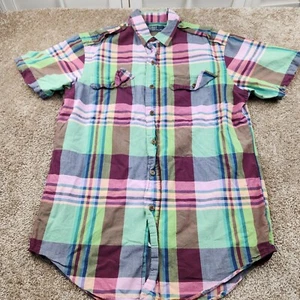 Polo Ralph Lauren Hemd Herren Medium Madras kariert Kurzarm Schulterklappen Frühling - Bild 1 von 6