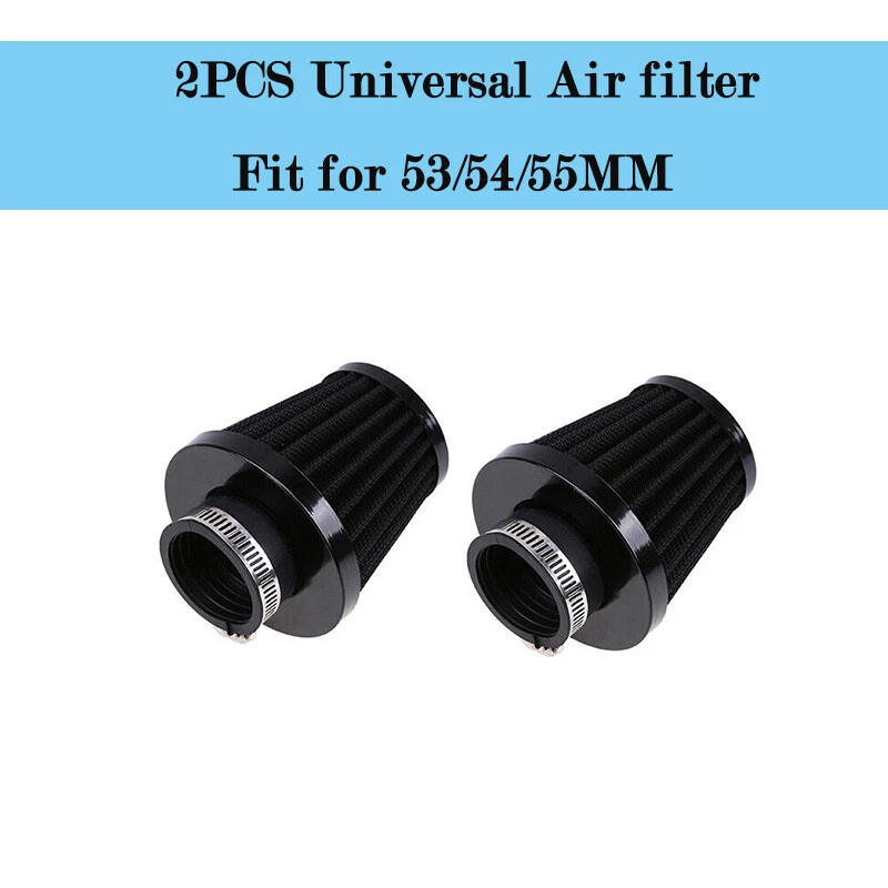 2 NEGRO Filtro de Admisión de Aire Cápsula Limpiador Cono 52mm Entrada Lavable Moto ATV Foto 1 de 4