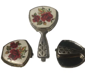 Handheld kleine Spiegel Tasche Lippenstift Kosmetik faltbare Handtasche Accessoire Vintage 1960er - Bild 1 von 7