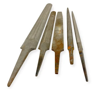 Vintage 12, 13, 17 in Flat, Round and Half Round File Set, 5 Pcs - Picture 1 of 14