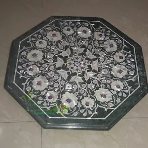 Mesa de centro de mármol verde de 12" madre perla incrustación arte decoración del hogar - Imagen 1 de 3