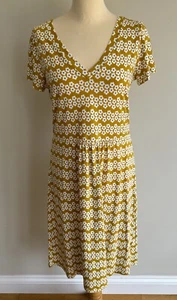 New Boden Mustard Dress cotton blend Size 12 R Daisy Print Pretty BNWOT - Picture 1 of 5