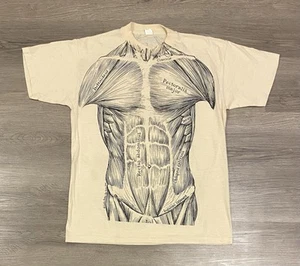 Vintage 80’s Tshirt Leslie Arwin Muscle Anatomy 1977 AOP Single Stitch Large - Picture 1 of 5