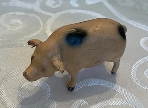 Vintage  Putz STICK LEG Toy PIG Putz Composition GERMANY Pink & Black Farmyard - Picture 1 of 5