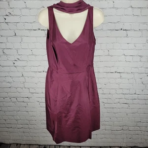 Sciarpa abito vintage Ann Taylor viola 100% seta senza maniche foderata linea A fascia taglia 6 - Foto 1 di 18