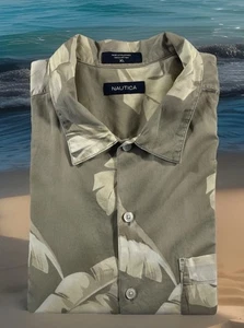 Nautica Hemd Herren Gr. XL Mehrfarbig Blätter Tropical Hawaii Kurzarm - Bild 1 von 10
