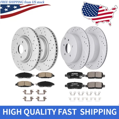 Front Rear Drilled Rotors Brake Pads Kit for Nissan Pathfinder Murano JX35 QX60 - Image 1 of 4