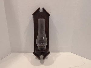 Vintage handcrafted wooden wall sconce, candle holder with globe - Picture 1 of 11