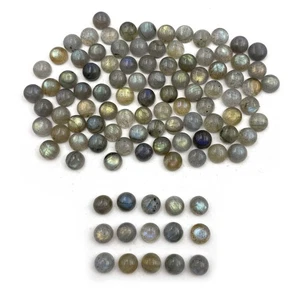 Lote de 107 piezas de piedras preciosas sueltas cabujón redondo de labradorita natural 6 mm 100 CT - Imagen 1 de 4
