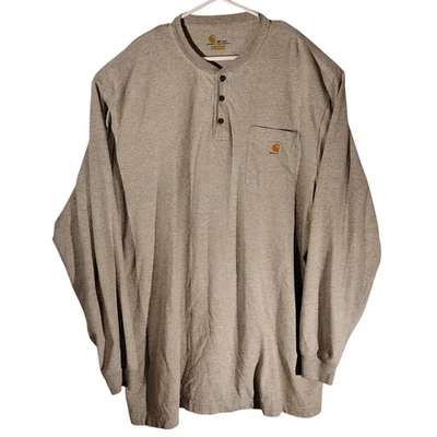 Carhartt tshirt mens 3XLT 3XL XXXL TALL gray henley long sleeve pocket original - Image 1 of 4