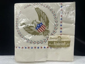 Vintage 1976 4. Juli patriotische Papierservietten Adler rot weiß blau Schilf Rembrandt - Bild 1 von 12