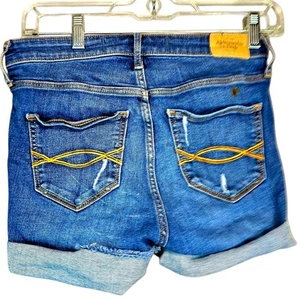 Abercrombie & Fitch Cut Off Jeans Denim Shorts Size 28 Blue Distressed Mid-Rise - Picture 1 of 13