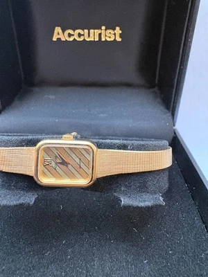 Accurist Womens  Vintage Rainbow Dial Gold Plated Bracelet Watch 981000 & Box - Image 1 of 4