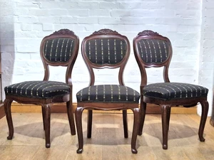 Antique Victorian upholstered balloon back bedroom / hall chair 1 of pair / 3 - Picture 1 of 21