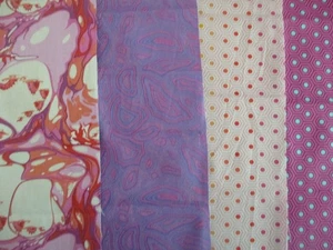 Baumwolle Quilt Stoffreste Posten 4 Stück Free Spirit Tula rosa rosa lila - Bild 1 von 5