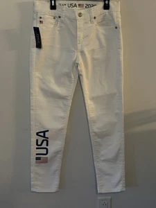 Polo Ralph Lauren Official 2020 Team USA Olympics Jeans White Denim Size 4P NEW - Picture 1 of 8