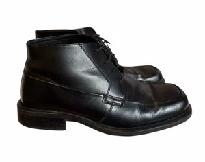 Next Men’s Black Leather Ankle Boots Lace Up Smart Mods Shoes UK 8 Square Toe - Picture 1 of 11