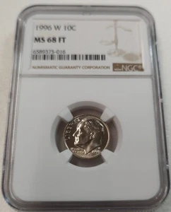 1996-W Roosevelt Dime 10C NGC MS68 FT #6589375-016 - Picture 1 of 4