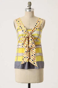 Neu! 0 Neu mit Etikett Anthropologie gelb grau Seide "süße und saure Bluse" Top $ 98 - Bild 1 von 2