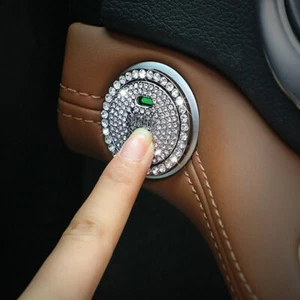 Silver Car Interior Button Start Switch Diamond Ring Cap Cover Decor Accessories - Picture 1 of 9