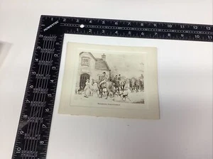 ART PAPER ETCHING PRINT ENGRAVING STEEL SEASONS GREETING CARD HORSE HOUSE MAN - Picture 1 of 14